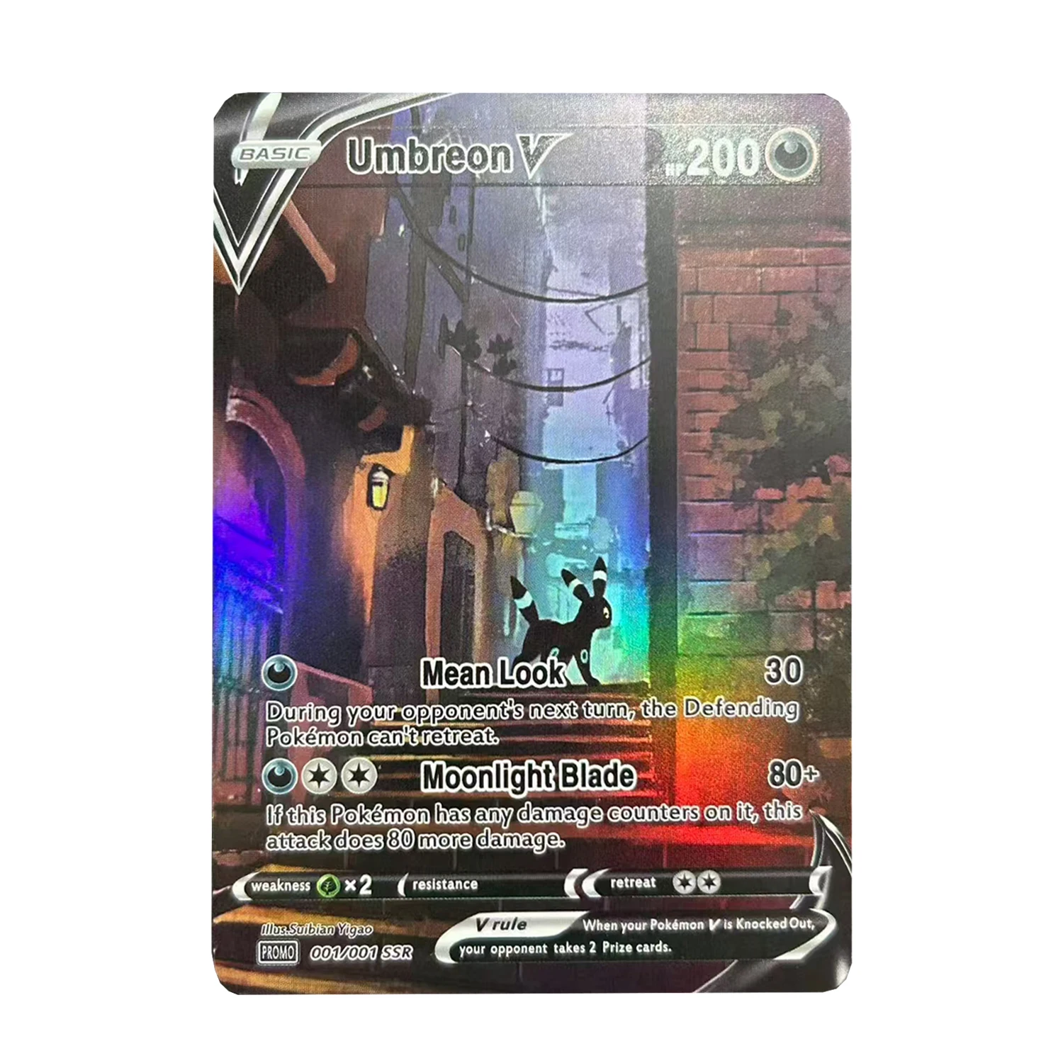 

Diy Self Made Cartoon Ptcg English Version Umbreon V Collection Card Color Flash Ptcg Umbreon Back View Anime Card Gift Toys