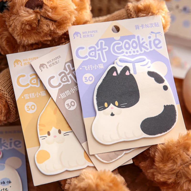 30 قطعة مظهر القط لطيف مذكرة الوسادة المواد ورقة الكولاج غير المرغوب فيه مجلة خلفية ورق تزيين المفكرة DIY بها بنفسك سجل القصاصات #6