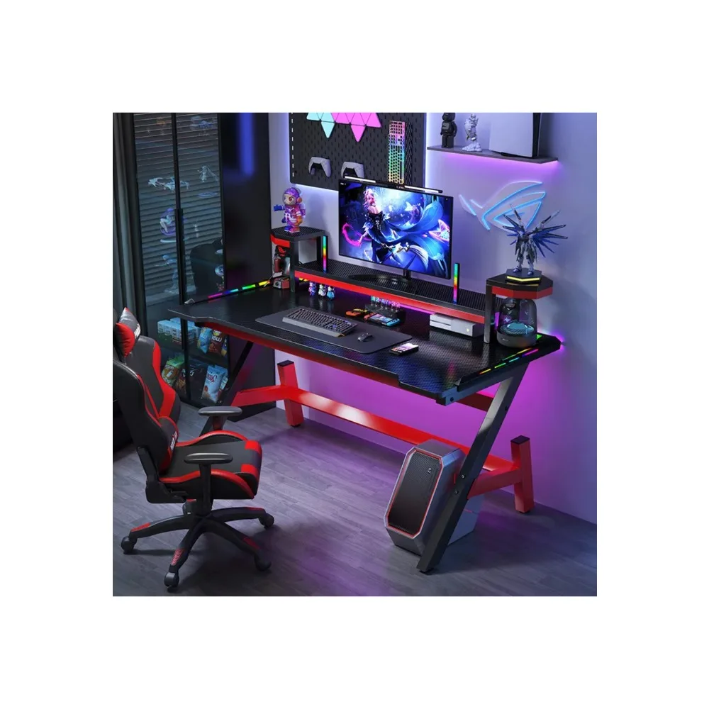 

E-sports table with monitor heightening rack Internet celebrity home computer desktop game table with RGB lamp Simple desk