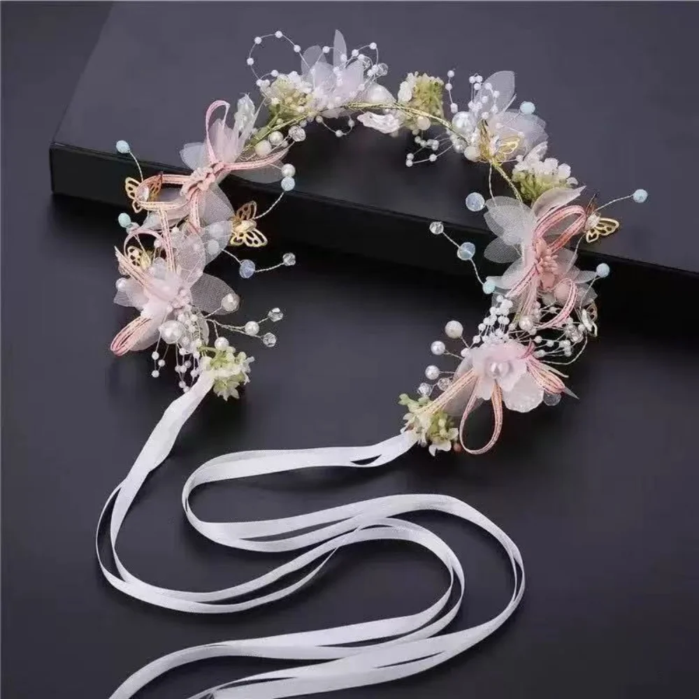 1 Pack Floral Ribbon Children's Headband, Sweet Style, Flower Girl Wedding / Birthday Party / Photo Shoot / Holiday Performance image 3