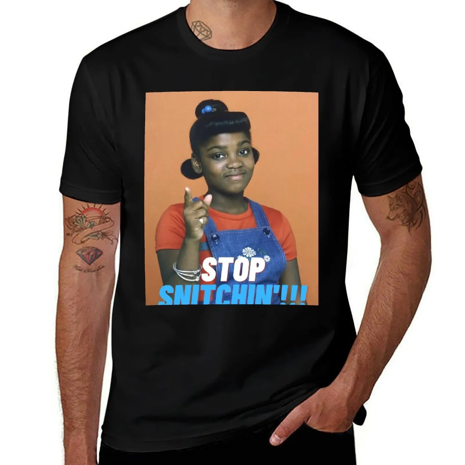 Stop Snitching' T-Shirt Fashion Pattern Printed Tee Shirt