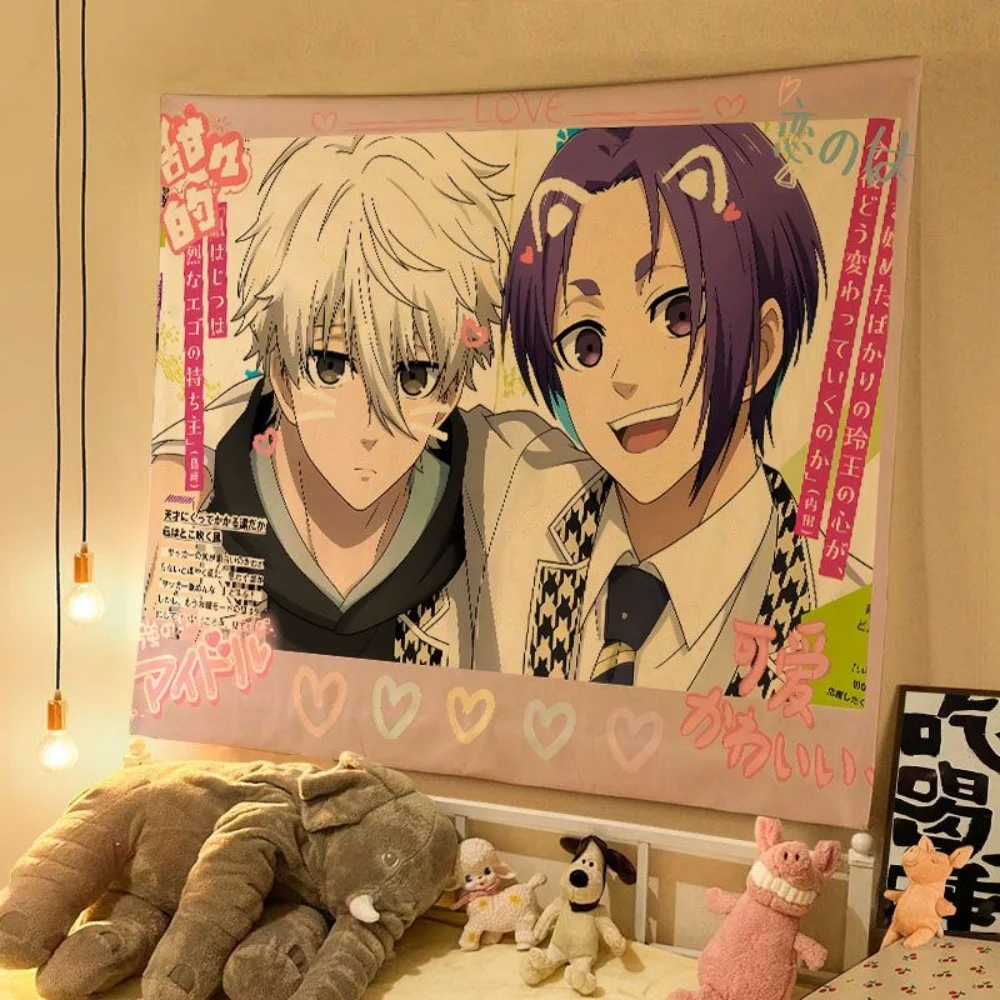 سوبر كول المشارك العلم اليابانية الساخن أنيمي الأزرق قفل نسيج ديكور المنزل غرفة المعيشة عنبر غرفة نوم خلفية القماش الجدار #1