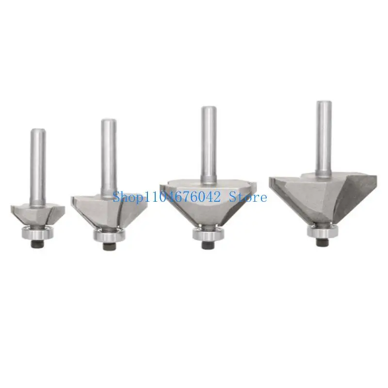 652F 4Pcs/set 45 Degree Chamfer Routers Bit for Edges Forming Shank Bevel Routers