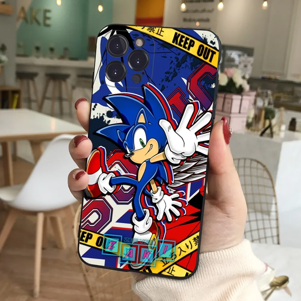 S-Sonices-Blue-T-The-H-Hedgehoges Phone Case Silicone Soft for iphone 16 15 14 13 12 11 Pro Mini XS MAX Plus X Cover