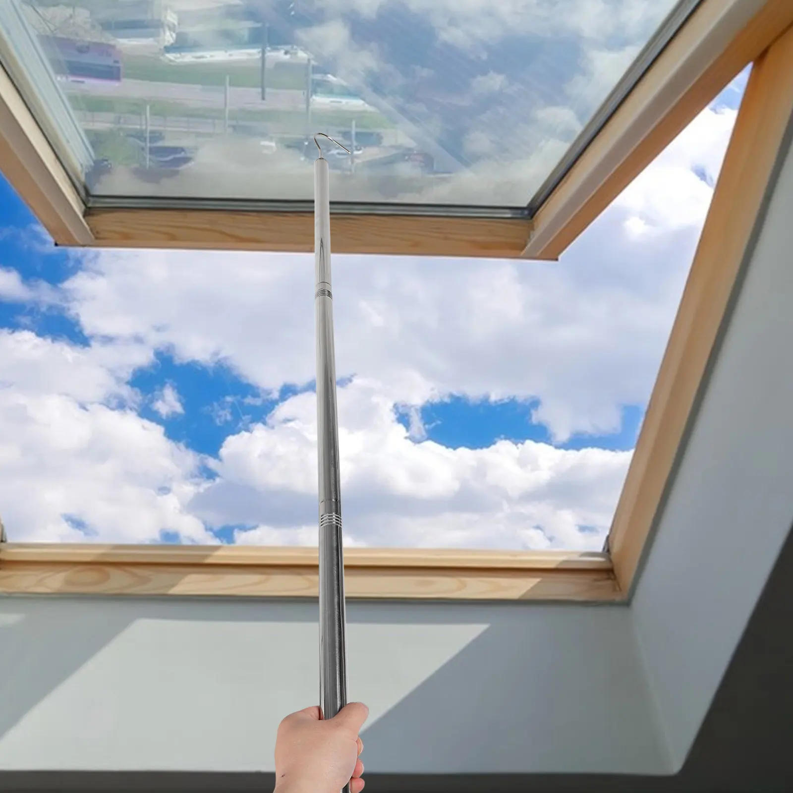 

Attic Pull Down Hook Stainless Steel Adjustable Loft Ladder Pull System Heavy Duty Ceiling Mount for Garage Staircase Storage