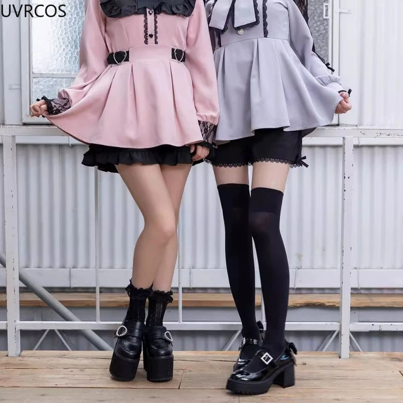 Japanese Gothic Y2k Lolita Shorts Women's Sweet Ruffles Bow High Waist Short Pants Cute Girls Harajuku Casual Loose Black Shorts - Image 5