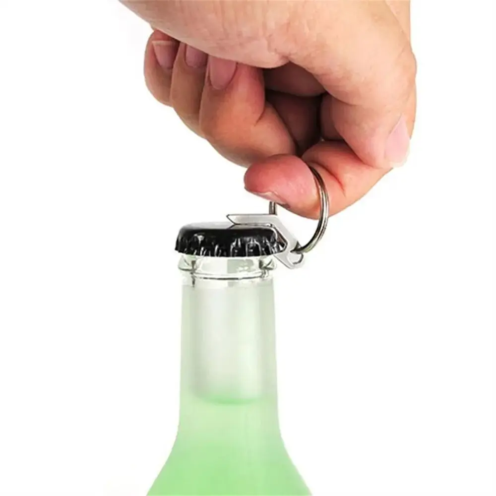 Stainless Steel Beer Bottle Opener Keychain Metal Camping Tool Beer Opener Keyring Multifunctional Pocket Tool Survival Tool