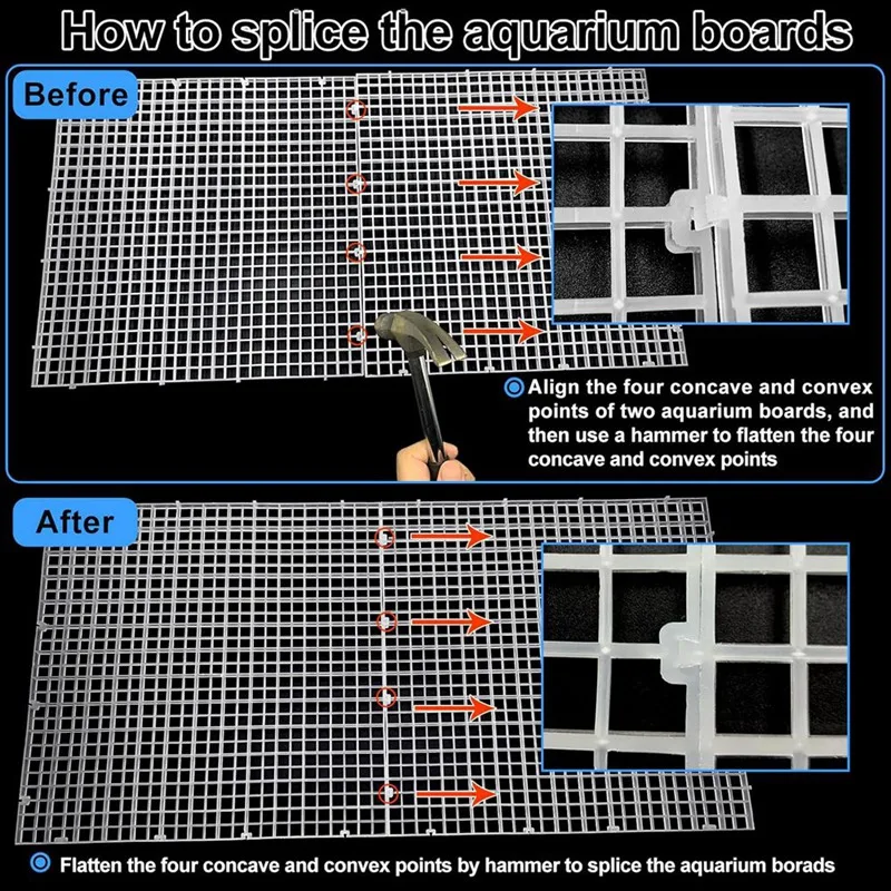 4 Aquarium Lid Hood Fish Tank Top Cover Terrarium Lid Plastic Grid Panel Egg Crate Grate 6 Aquarium Cover Board Clip