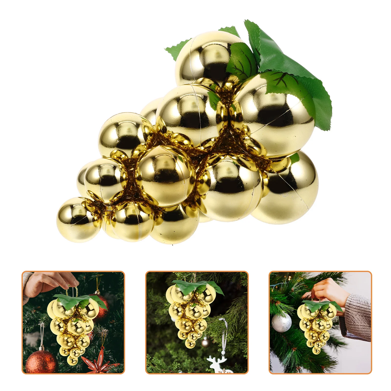 

Fake Grapes Christmas Tree Ornament Reflective Mirror Surface Hanging Grape Pendant Decorative Xmas Holiday Decor