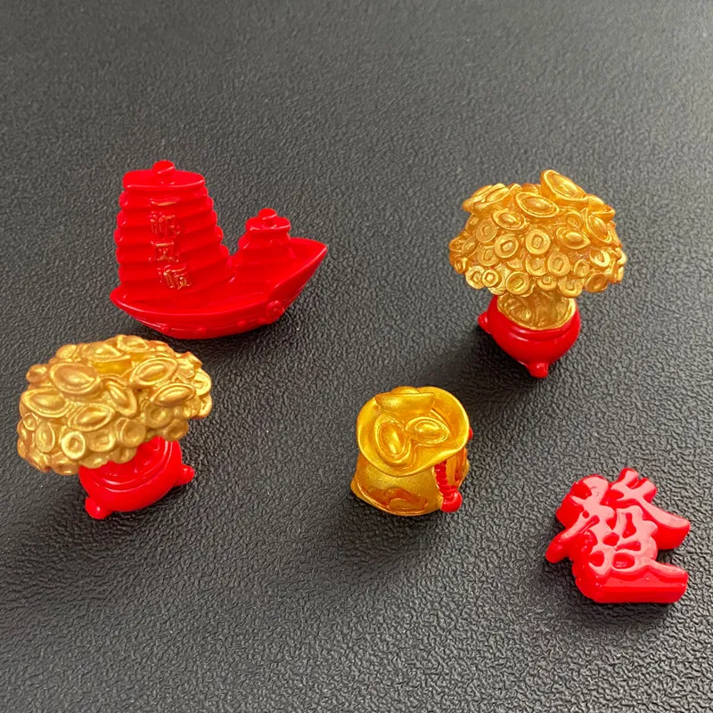 Mini Chinese Knot Micro Landscape DIY Decoration Resin Crafts Xiangyun Year-Old Fish Money Tree Gourd Fu Character