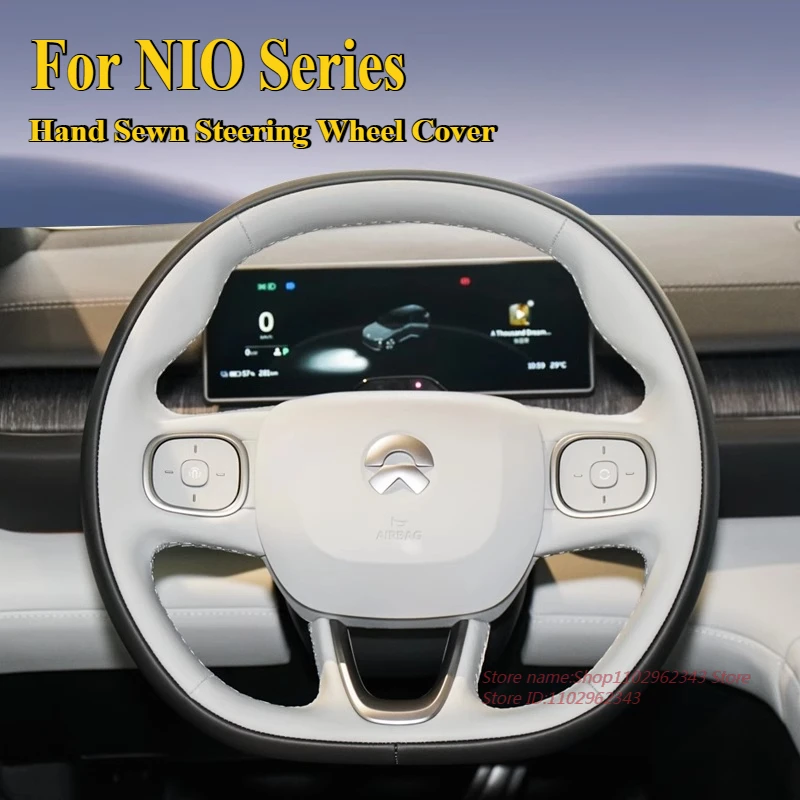 

DIY Hand Sewn Anti Slip Leather Steering Wheel Cover Wrap For NIO ES6 ET5T EC6 ET5 ES8 ET7 ES7 2024 Car Interior Accessories