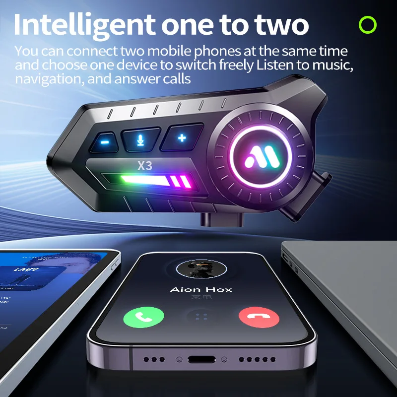 X3 capacete da motocicleta fone de ouvido bluetooth baixo à prova dwaterproof água redução de ruído sem fio cross-marca duplo intercom equitação fone 