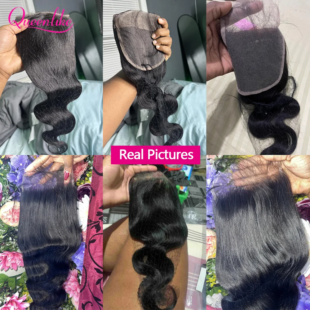 Queenlike 12A Body Wave Human Hair Bundles With Closure 4X4 5X5 6X6 13X4 13X6 Lace With 3 Bundles Human Hair Raw Brazilian Hiar