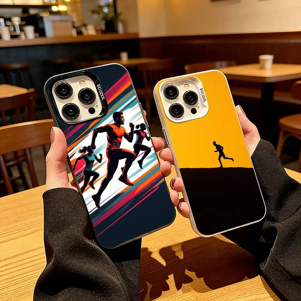 

R-Run a M-Marathon Phone Case For iPhone 17,16,15,14,13,12,11 Plus,Pro Max,XS,Colored Silver Plated Inside Cover