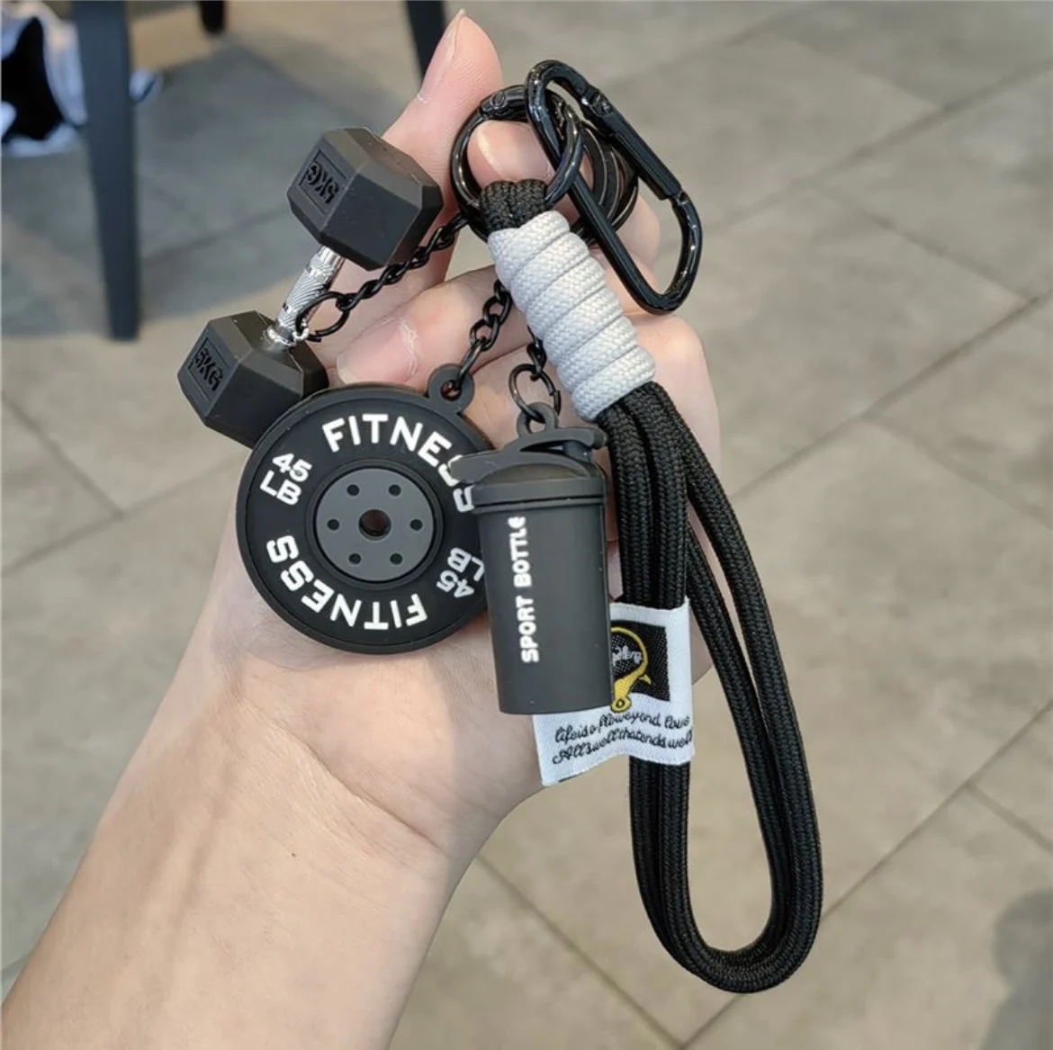 

2026 HOT! Fitness Keychain Gym Barbell Key chain Weightlifting Keyring Silicone Weight Plate Gym Gifts Workout Gifts Bag gift