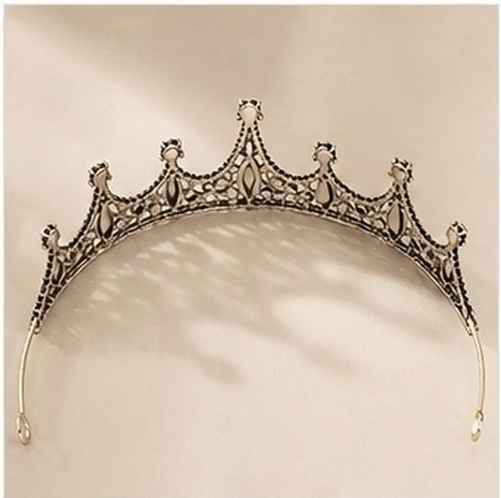 1Pcs Baroque Style Vintage Crown Charming Hair Decoration Bridal Hair-Hoop Crystal Bridal Dress Prop High-End Tiara