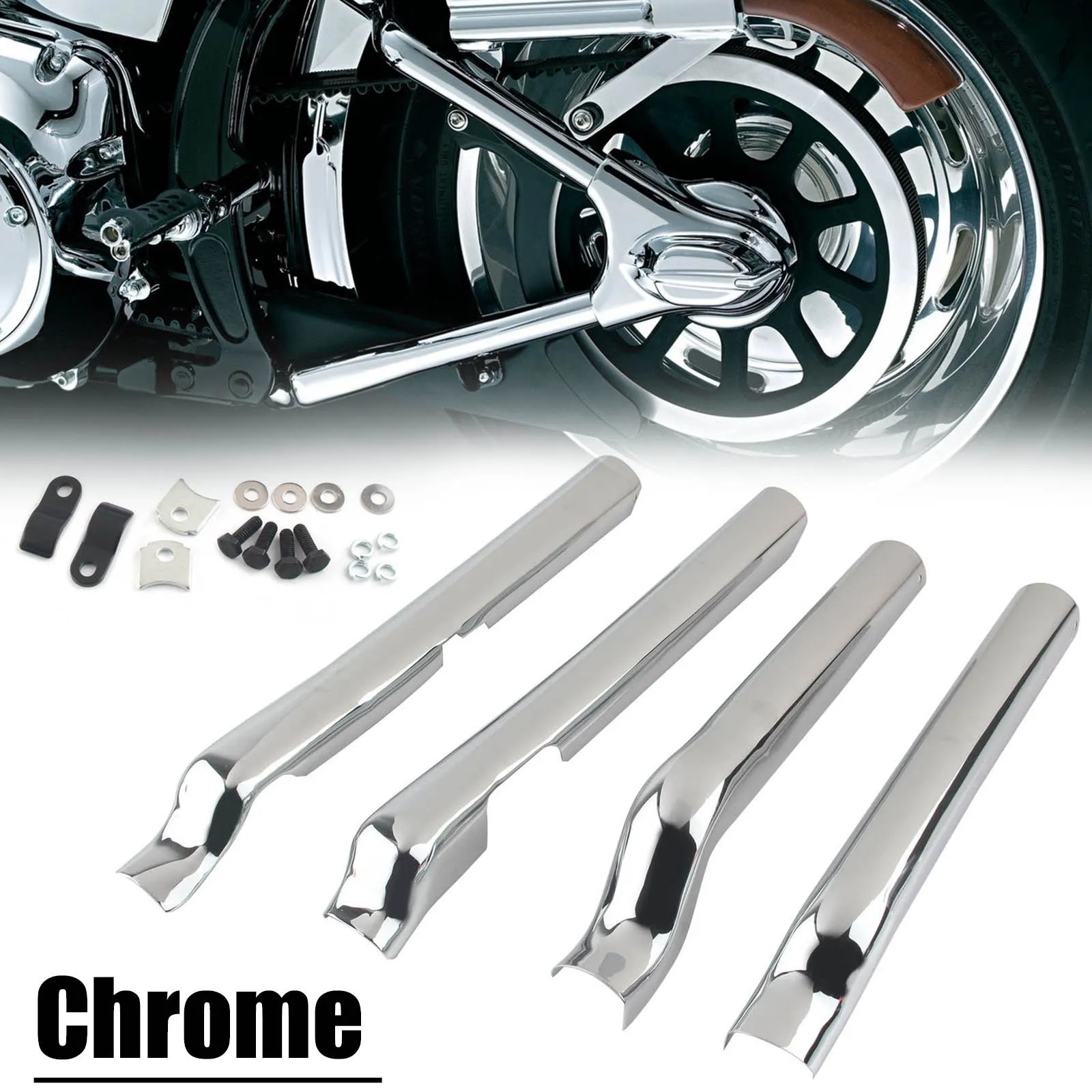 Swingarm Tube Covers Axle Covers With Necessary Hardware Chrome Motorcycle Accessories For Harley-Davidson Softail FXS FLS FXSTC