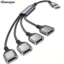 4 in 1 USB Splitter Cable, USB Power Splitter 1 Male to 4 Female, USB Hub 2.0 Adapter, 1 to 4 USB Extender for PC Printer U Disk