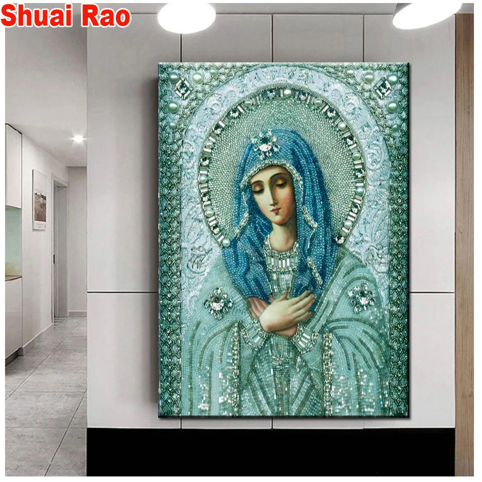 5D diy diamond painting Our Lady Painting Full Diamond mosaic cross stitch art portrait 3D religion Maria Angela pictures,