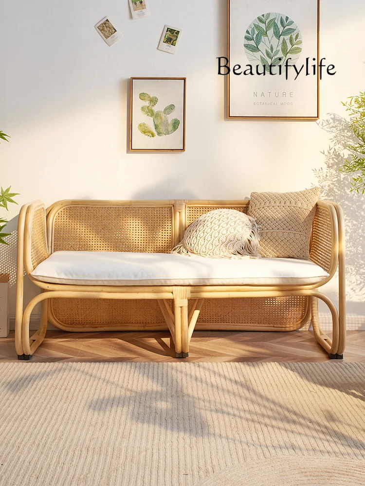 

Southeast Asia Rattan Sofa Japanese Retro Double Sofa