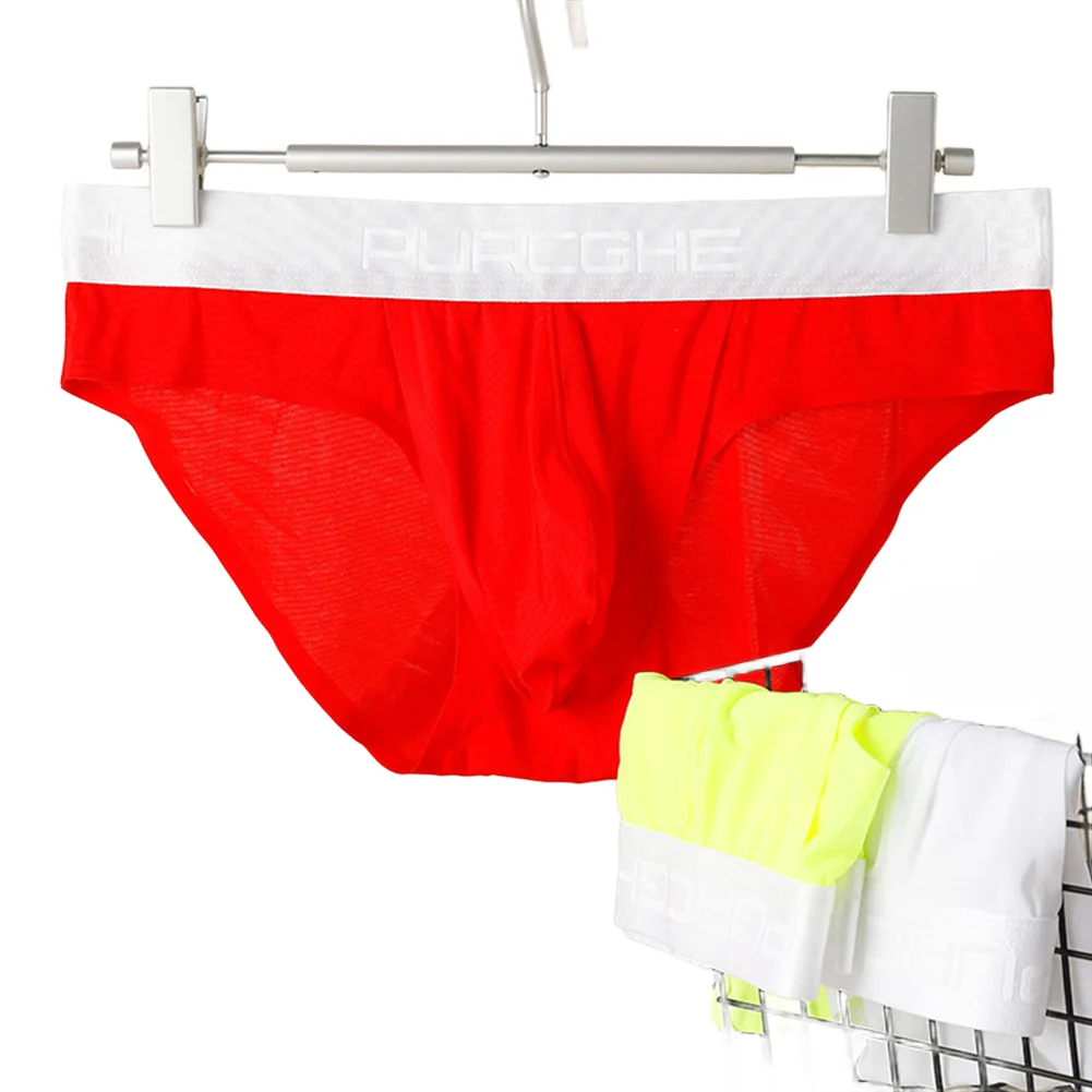 

Lingerie Underpants For Men Seamless Ice Silk Briefs Ultrathin Separate Pouch U Pouch Breathable Sheer Underwear Panties