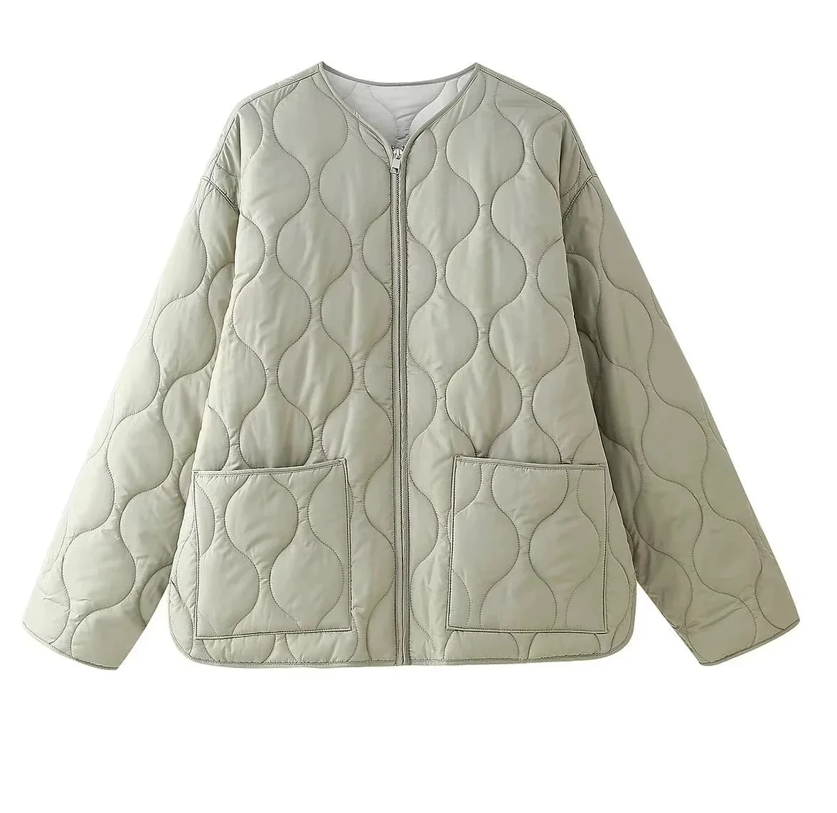 

Women's New Simple Loose Warm Pocket Quilted Cotton Jacket Women's Jacket Cotton Clothes