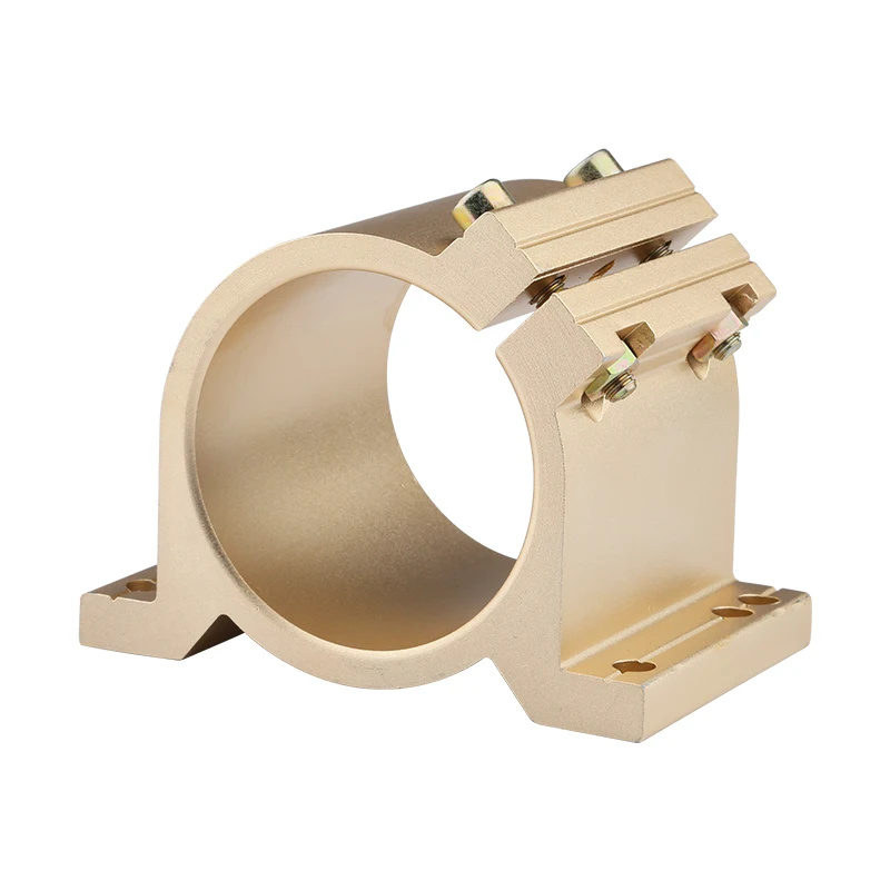 65mm CNC Spindle Motor Holder Bracket With Handle For Aluminum Extrusion Industrial Anodized Gold Mounting Clamp Block