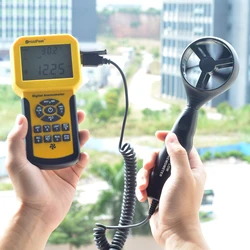 BT-856A Pro CFM Digital Anemometer Measures Wind Speed, Wind Flow, Wind Temp for HVAC Air Flow Velocity Meter with USB