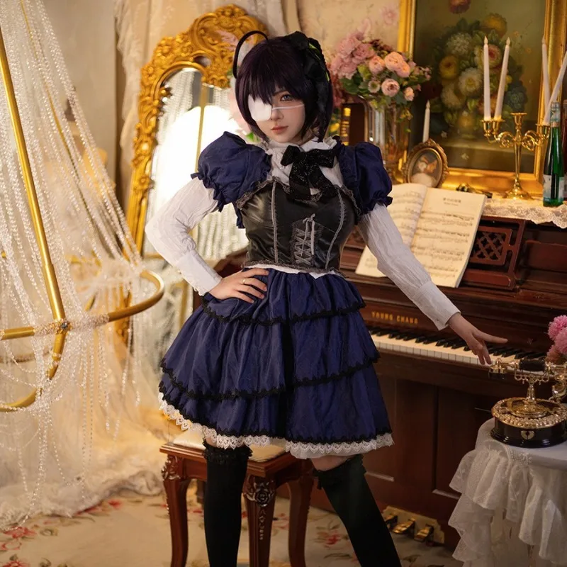 

Navy Blue S-XL Classic Lolita Dress Set, Optional Dark Blue Wig, No.2 Petticoat and Large Petticoat for Anime Cosplay Role Play