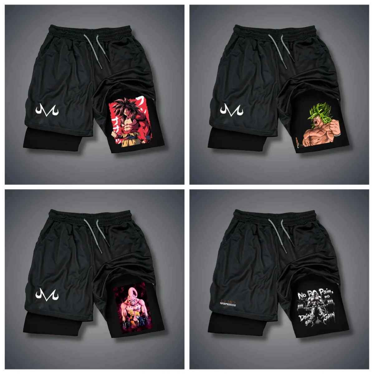 

25 Summer Hot-selling New Anime Dragon Ball Series 3D Fashion Fake Two-piece Shorts Outdoor Casual Street Breathable Shorts