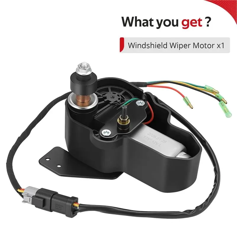 A11M-For Polaris Ranger 1000 XP/For Crew XP Pro XD Full-Size 12V Windshield Wiper Motor 2639007 2637637 170° Squeegee Angle