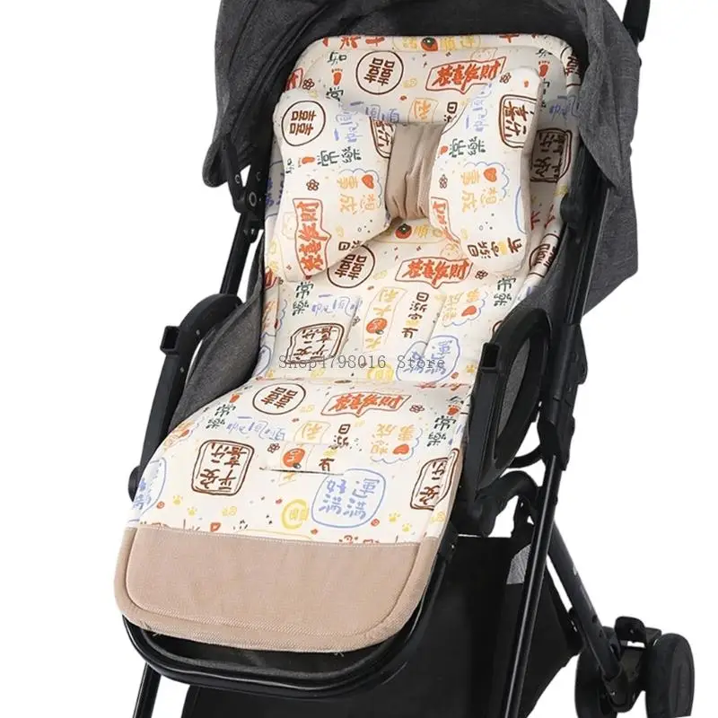 Double Sided Pushchair Cushion Mattress Baby Strollers Liners Cushion with Printed Pattern Toddlers Pushchairs Pad
