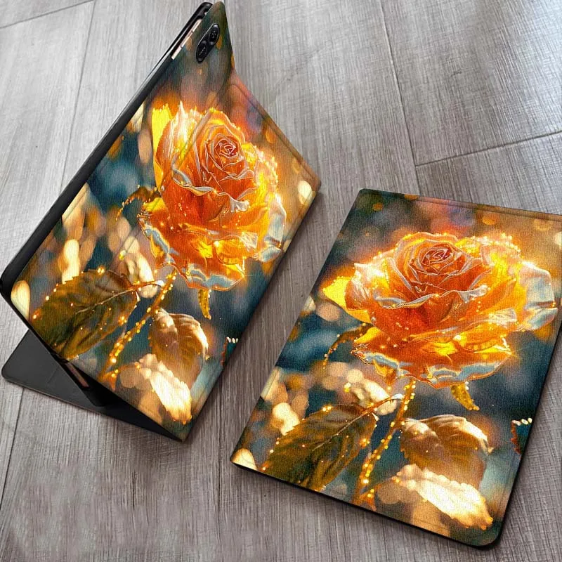 

Golden Flower Pattern For Huawei MediaPad M5 T5 M6 SE C5e 11 12 X 2 Lite Pro Air S 12.2 Inch 5G Tablet Case