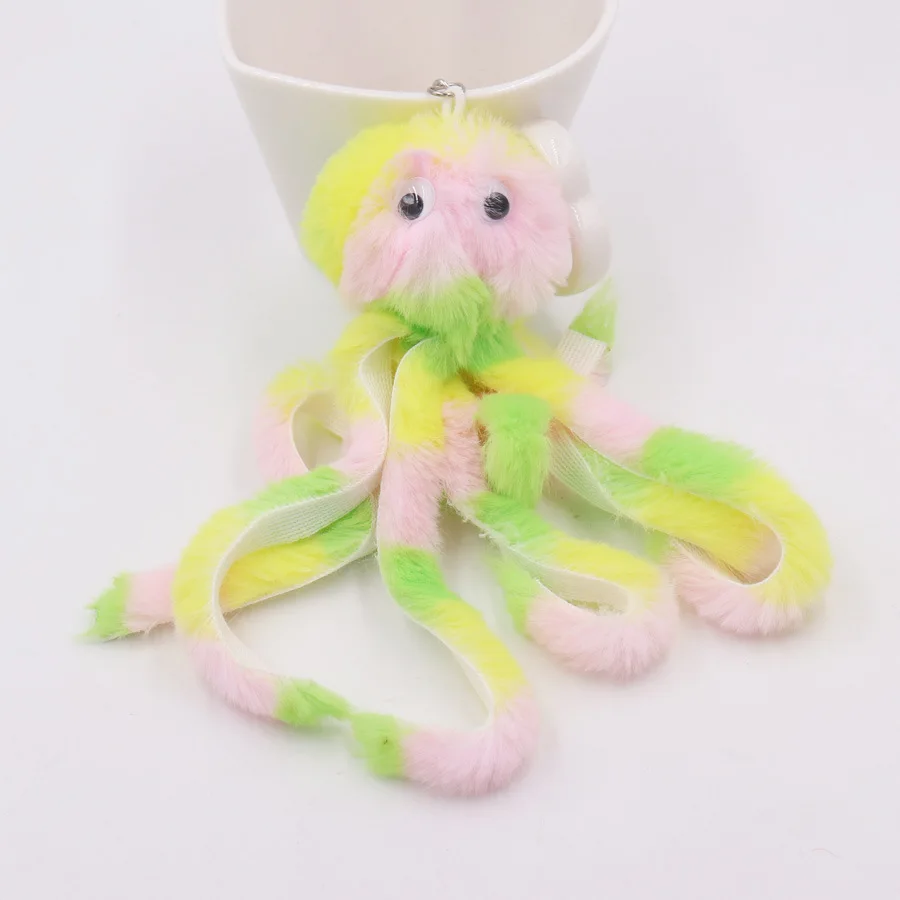 New Plush Octopus Keychain Multicolor Sea Animal Doll Pendant Toy Backpack Accessories Funny Hairy Key Chain For Women Kids Gift