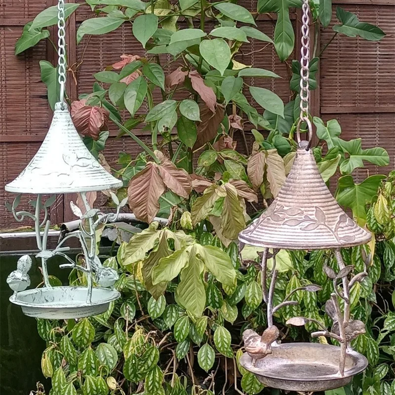 

Vintage Iron Chain Bird Feeder Villa Courtyard Hanging Basket Homestay Balcony Decor Ornament Versatile Garden Sundries Decor