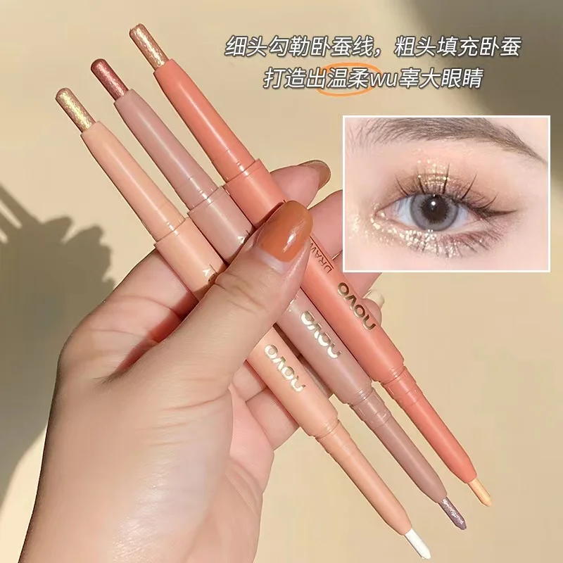 Starry Sky Glitter Eyeshadow Stick Champagne Gold Eye Shadow Pencil Matte Shadow Double Color Long Lasting Waterproof Makeup Pen