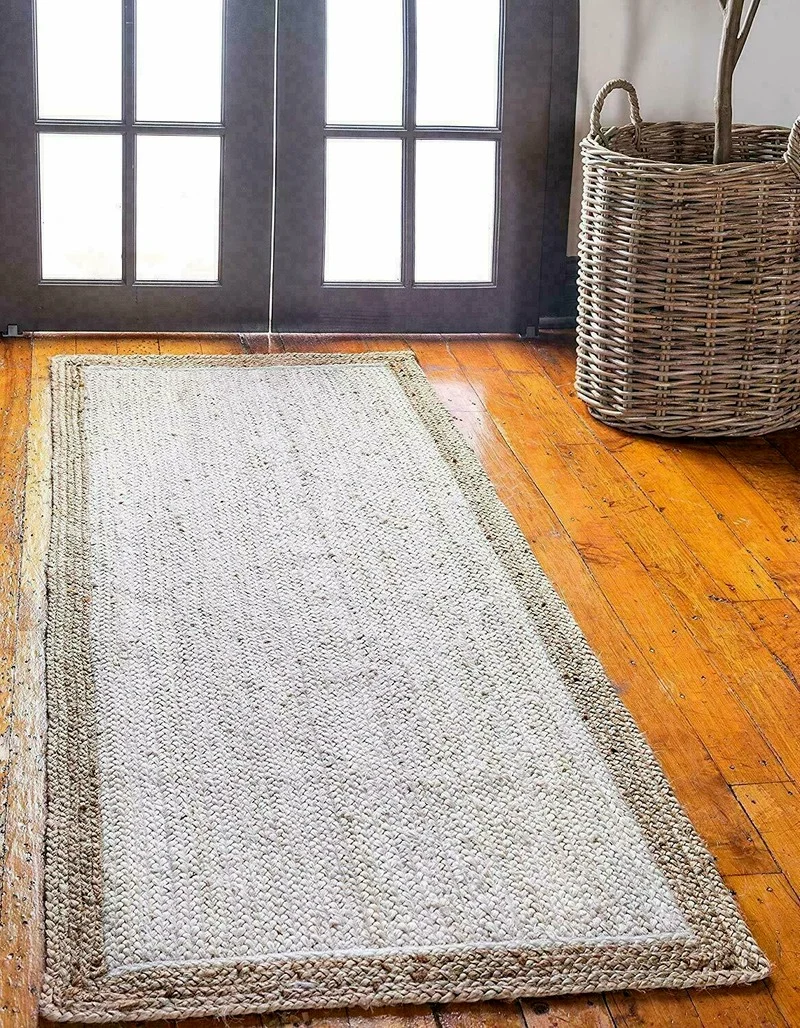 Jute Woven Carpet 100% Natural Home Decoration Hand-woven Rustic White Home Decoration Area Kawaii Rug Prayer Mat Muslim