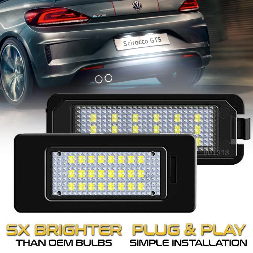 

2x LED Number License Plate Light Lamps For VW Passat CC Golf Polo Tiguan Jetta Caddy Beetle Touran Touareg Atlas Crafter Amarok