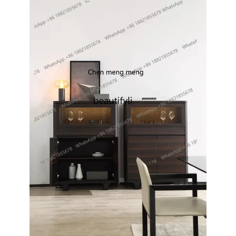 

Italian Smoky Narrow Side Cabinet Light Luxury Wine Cabinet Side Cabinet Locker Wall Cupboard ss1001