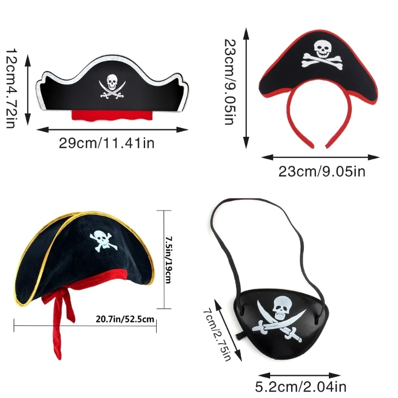 Captain Pirate Headwear Pirate Kerchief Headband Cosplay Props for Halloween Pirate Theme Photograph Props Accessories