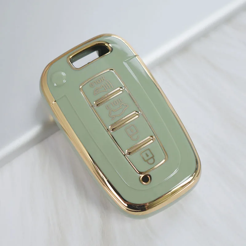 3/4 Knop TPU Autosleutelzakje Shell Cover voor Hyundai Genesis Coupe Sonata Ix35 voor KIA Forte Sportage K2 K5 Smart Key Case Sleutelhanger