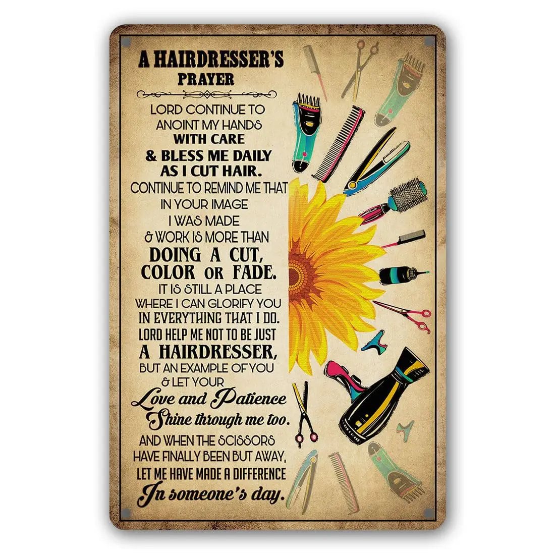 A Hairdresser's Prayer Metal Sign Hair Salon Wall Decor Vintage Tin Sign Personalized Hairstylist Gift For Hair Stylist Idea
