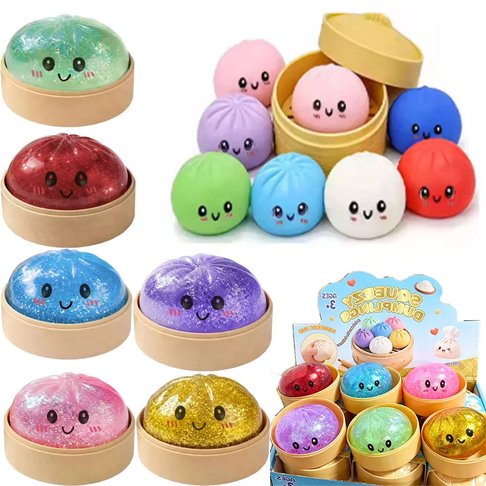 

2026 Blind Box Glitter Dumpling Glitter Dumpling Squishy with Box Dumplings Sensory Squeeze Toy for Stress Relief