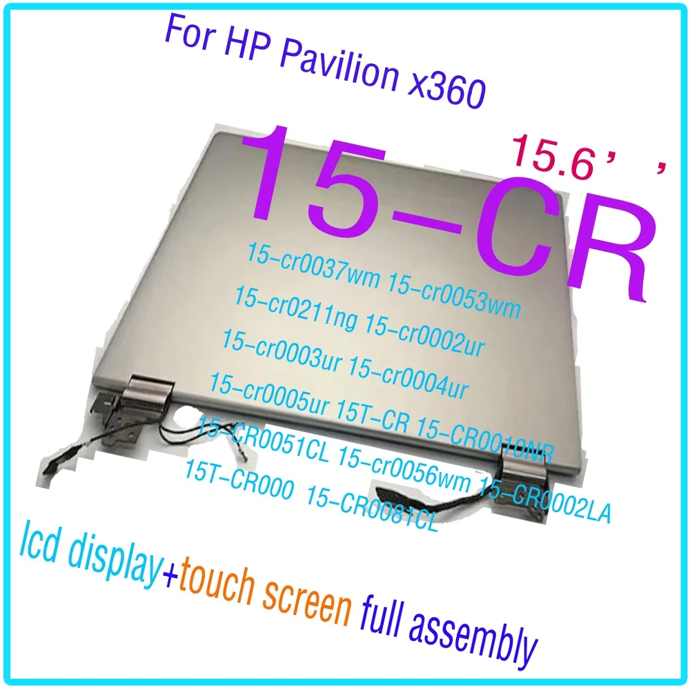 Fhd hd lcd 15.6 ''para hp p avilion x360 15-cr série 15-cr0037wm 15-cr0053wm 15-cr0056wm display lcd tela de toque montagem completa