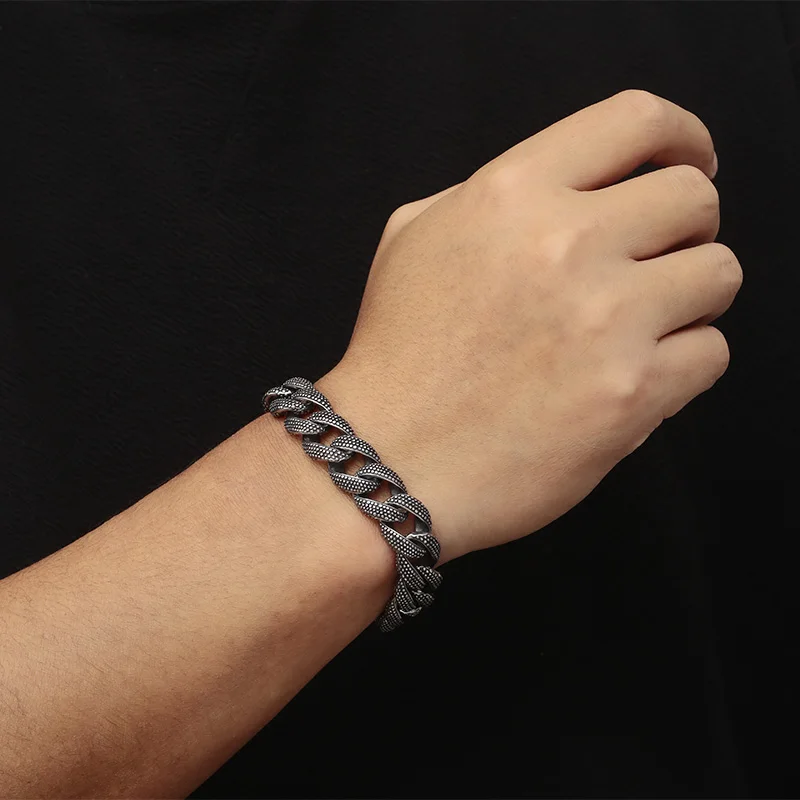 KALEN Vintage Knocking Point Men's Bracelet Punk Stainless Steel Chunky Special Cuban Chain Jewelry Personalized Accessories