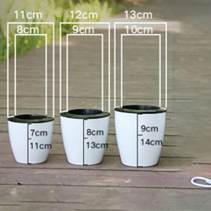 Lazy Flower Automatic Pot Flowerpot Imitation Porcelain Series Plastic Self Watering Pot Desk Home Office Garden Decor A5