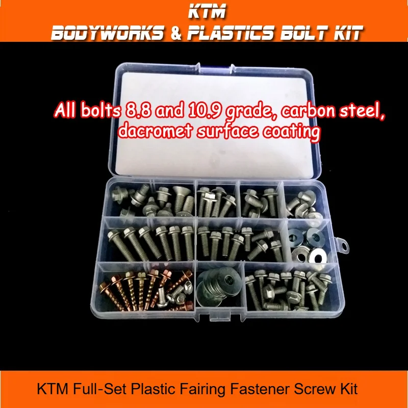SNOR 80‑Pcs Complete Plastic Fairing Fastener Screw Kit For KTM Off‑Road Dirt‑Bike Hardware Replacement Parts