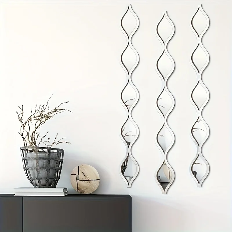 

3pcs Acrylic Teardrop Mirror Wall Decor Decorative Mirror Narrow Decor Boho Vintage Wall Decals Art For Apartment Home Living Room Bathroom Bedroom Hallway