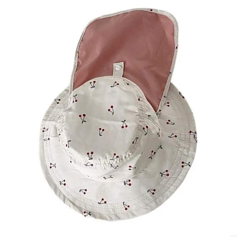 

N1HB Breathable Cotton Toddler Sunhat Kids Shawl Sunshade Fisherman Hat Windproof for Park Play and Vacation Trip