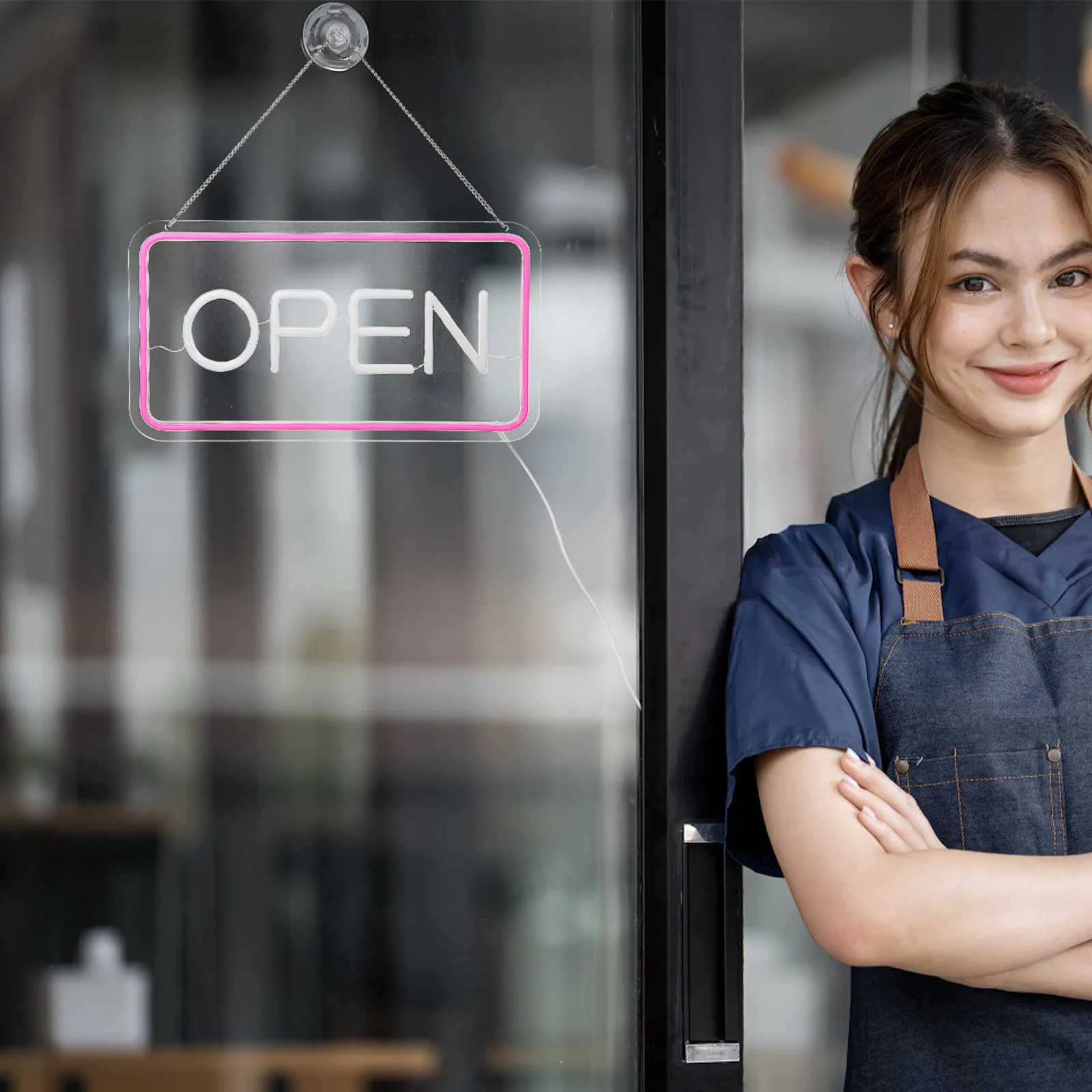 

1 Set Led Open Sign Bright Light-Up Decorative Wall Mounted Business Storefront Sign For Shop Office Door Display Easy Install